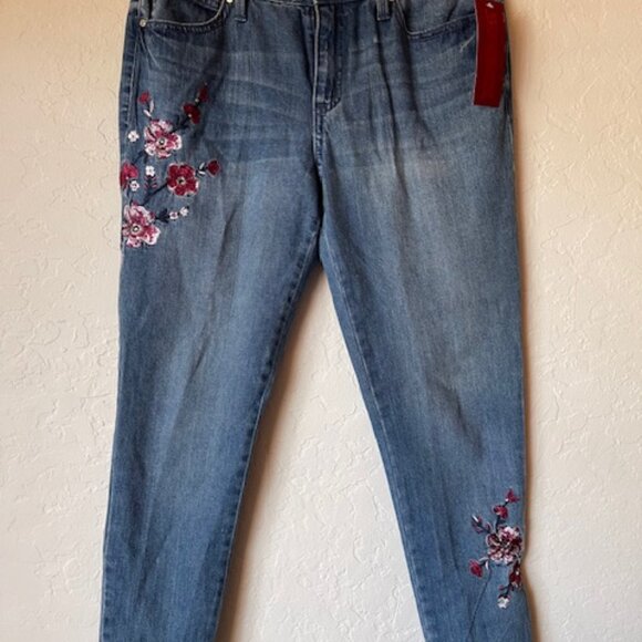Jennifer Lopez Womens Sz 8 Laila Embroidered Mid-Rise Skinny Ankle Denim Jeans - Picture 1 of 7